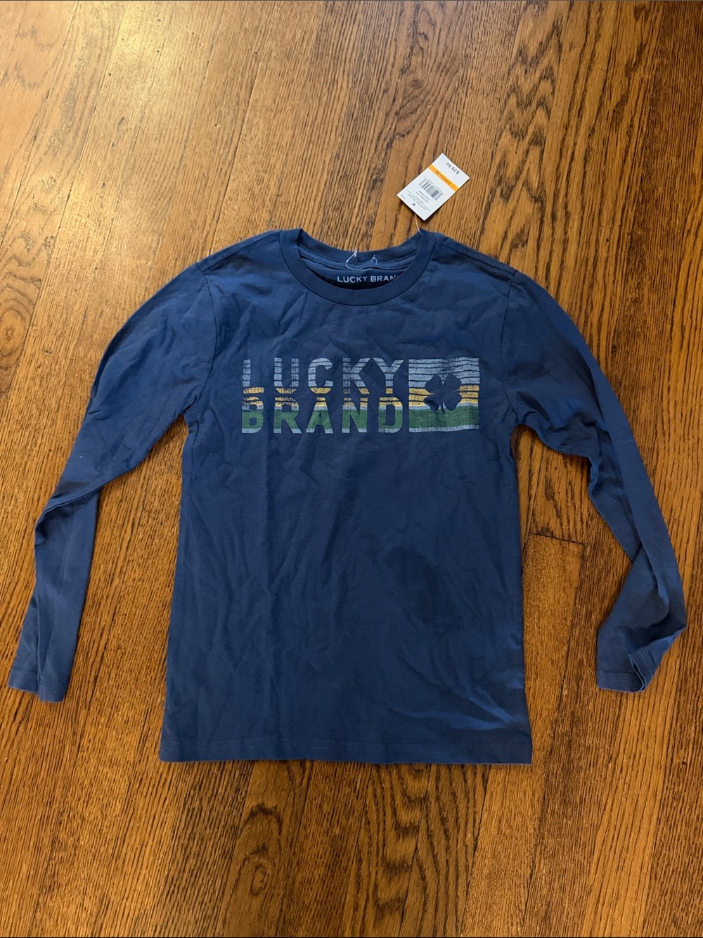 Lucky Brand Youth Long Sleeve Tee in Navy with Multicolor Logo-New with tag